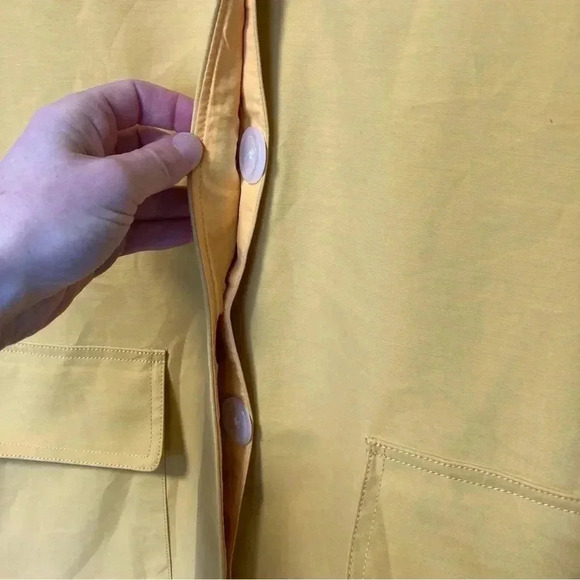 NWT Isaac Mizrahi beige corduroy collar yellow cotton rain coat jacket - Picture 14 of 16